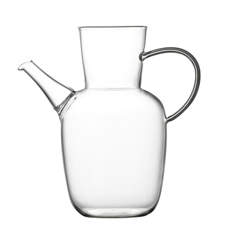Ceainic imitatie Song Dynasty pentru ceai verde, ceainic din sticlă borosilikat de înaltă rezistență pentru infuzare la rece, ceșcuță din bambus, capacitate mare, separare ceai-apă