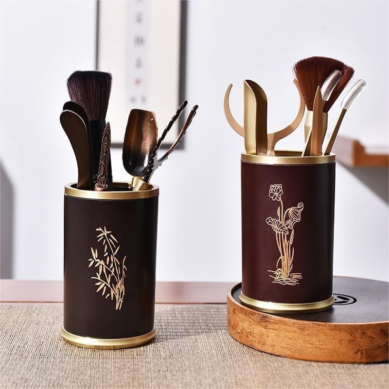Set Gongfu pentru ceremonia ceaiului, Şase Domni, cu design din lemn dublu electric, include clips pentru ceai, ceașcă cu furculiță, stilou de întreținere a ceainicului, cuțit Pu'er și pachet de accesorii