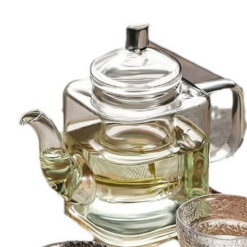 Ceainic din sticlă borosilicată, cu filtru, mic, transparent, pentru ceai negru și ceai verde