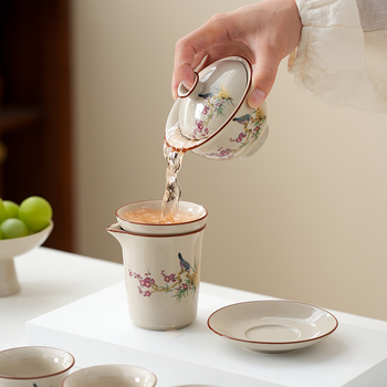 Gongfu set ceai din porțelan – set ceramic complet pentru casă și birou, stil chinezesc, lux discret