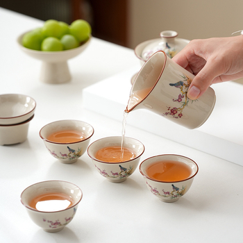 Gongfu set ceai din porțelan – set ceramic complet pentru casă și birou, stil chinezesc, lux discret