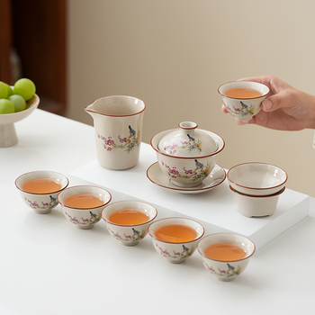 Gongfu set ceai din porțelan – set ceramic complet pentru casă și birou, stil chinezesc, lux discret