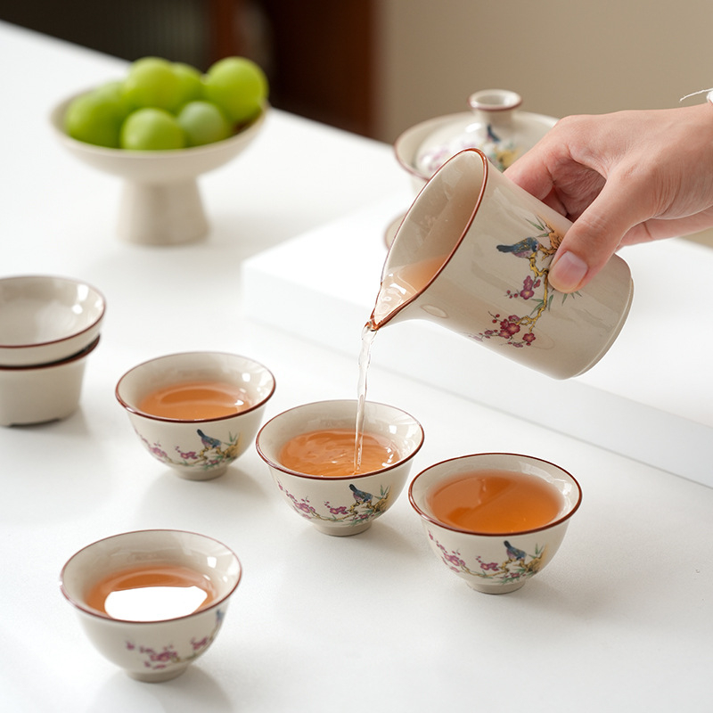 Gongfu set ceai din porțelan – set ceramic complet pentru casă și birou, stil chinezesc, lux discret