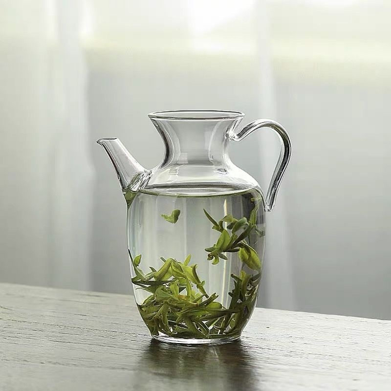 Ceainic în stil Song, cu filtru încorporat pentru ceai verde, sticlă borosilicată de înaltă rezistență la căldură, pentru uz casnic, stil nou chinezesc pentru infuzare la rece.
