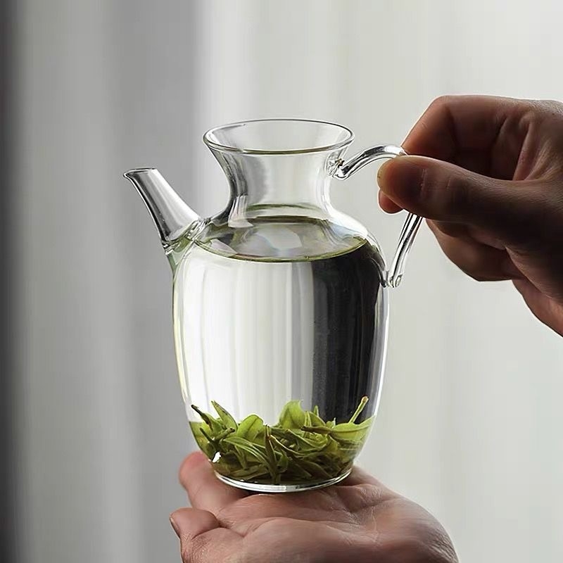 Ceainic în stil Song, cu filtru încorporat pentru ceai verde, sticlă borosilicată de înaltă rezistență la căldură, pentru uz casnic, stil nou chinezesc pentru infuzare la rece.