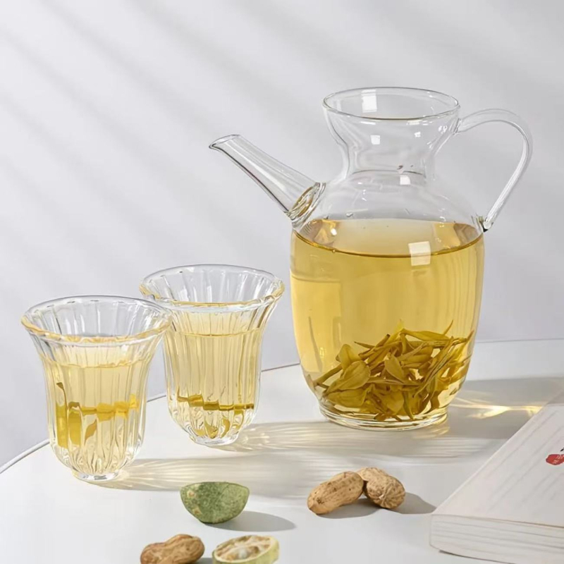 Ceainic în stil Song, cu filtru încorporat pentru ceai verde, sticlă borosilicată de înaltă rezistență la căldură, pentru uz casnic, stil nou chinezesc pentru infuzare la rece.