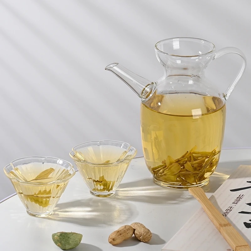 Ceainic în stil Song, cu filtru încorporat pentru ceai verde, sticlă borosilicată de înaltă rezistență la căldură, pentru uz casnic, stil nou chinezesc pentru infuzare la rece.