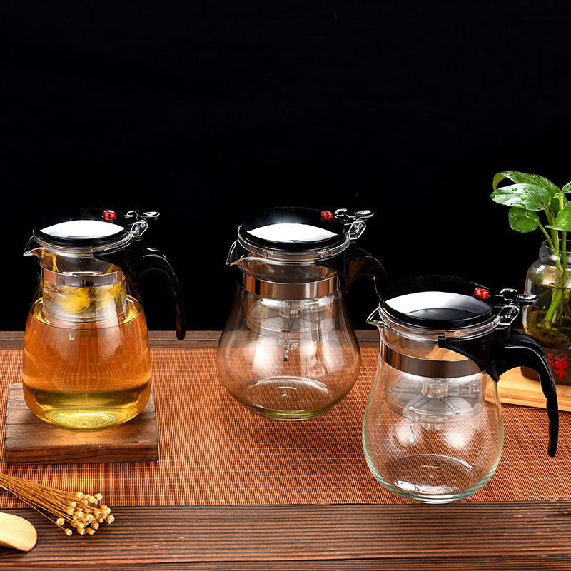Ceainic din sticlă rezistentă la căldură, cu filtru pentru infuzie și separare ceai-apă, set cadou elegant cu ceainic și ceașcă