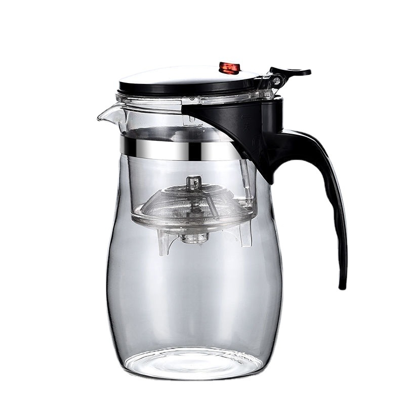 Ceainic din sticlă rezistentă la căldură, cu filtru pentru infuzie și separare ceai-apă, set cadou elegant cu ceainic și ceașcă