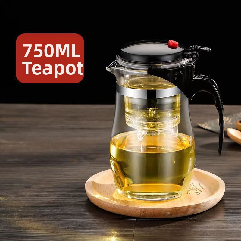 Sklenená kanvička na čaj s filtrom, odolná voči teplu, oddelenie čaju od vody, elegantný darčekový set s čajovou šálkou