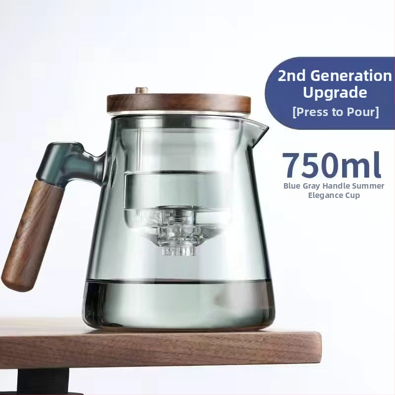 Ceainic elegant din sticlă borosilikată, cu separare ceai-apă, pentru uz casnic