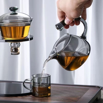 Set de ceai simplu cu infuzor magnetic de inducție și ceainic din sticlă borosilikat rezistentă la căldură