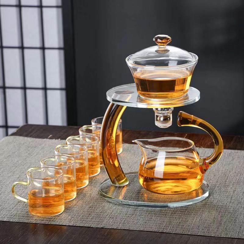 Set de ceai simplu cu infuzor magnetic de inducție și ceainic din sticlă borosilikat rezistentă la căldură