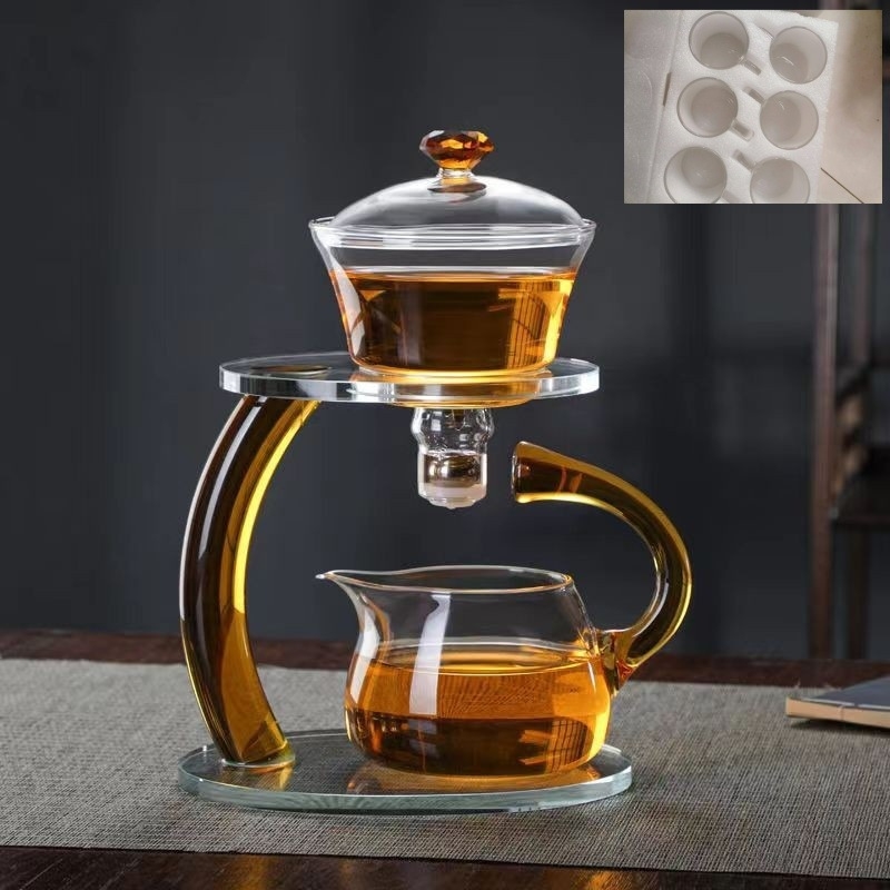 Set de ceai simplu cu infuzor magnetic de inducție și ceainic din sticlă borosilikat rezistentă la căldură