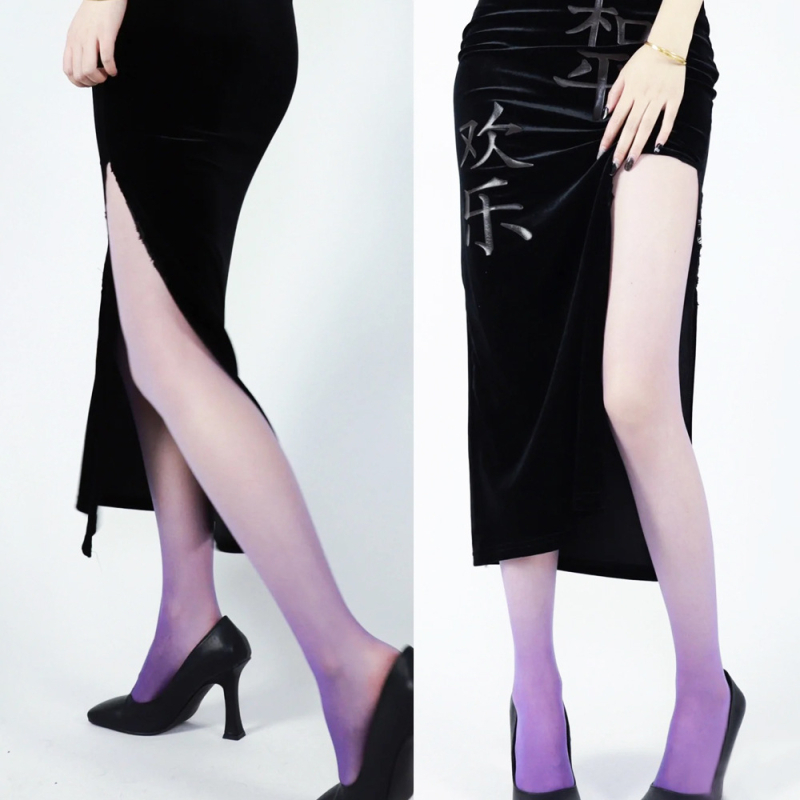Šarene gradientne čarape-pantyhose, Y2K stil, boje slatkiša, tanke, vizualno produžuju noge