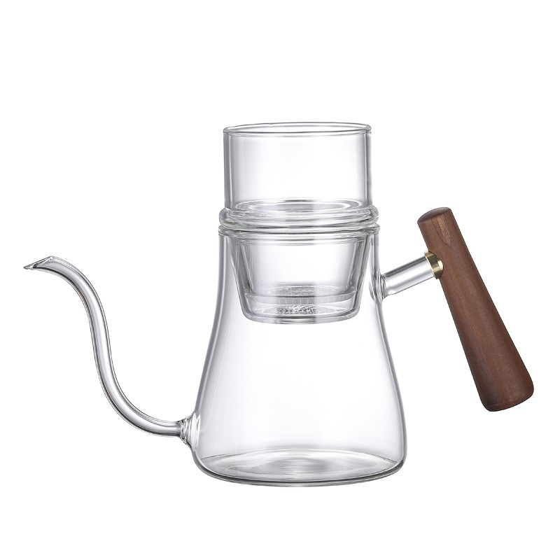 Ceainic din sticlă cu infuzor și filtru, ceainic pentru ceai cu flori, set pentru preparare manuală a ceaiului