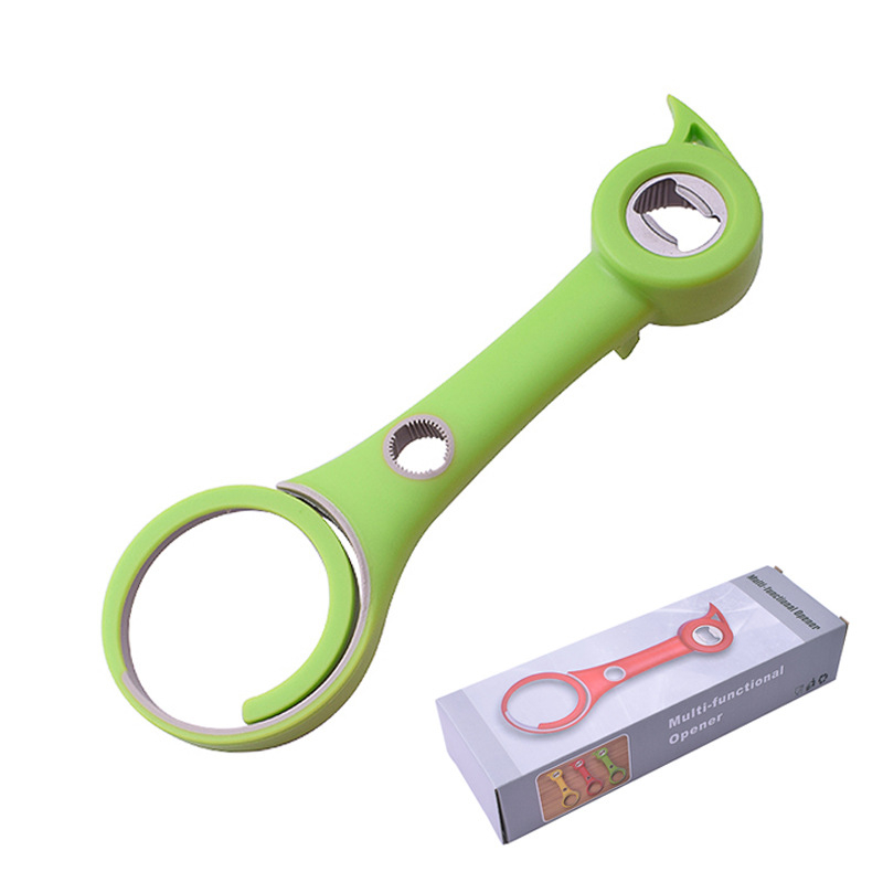 Deschizător multifuncțional pentru sticle și conserve, deschizător de capace, gadget de bucătărie șase în unu