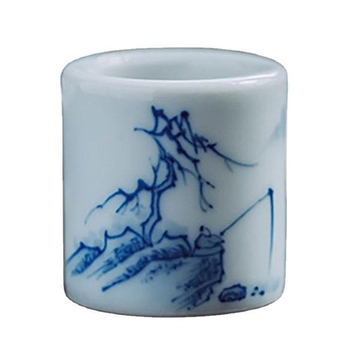 Set din ceramică, stil antic, albastru‑alb: capac și suport pentru cești, accesorii pentru ceai Kung Fu