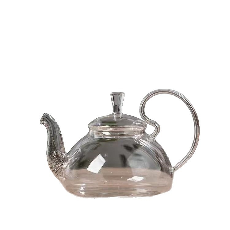 Ceainic din sticlă cu mâner înalt și cioc lung, stil chinezesc, separator ceai-apă, set Gongfu pentru oaspeți, design coadă de Phoenix