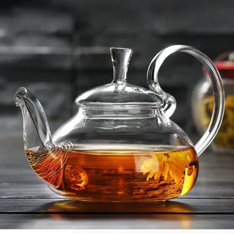 Ceainic din sticlă cu mâner înalt și cioc lung, stil chinezesc, separator ceai-apă, set Gongfu pentru oaspeți, design coadă de Phoenix