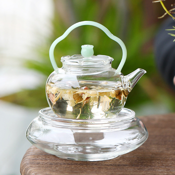 Ceainic din sticla borosilicat cu mâner, rezistent la temperaturi, pentru încălzire pe plită ceramică electrică, pentru uz casnic și de birou, pentru infuzarea ceaiului de flori