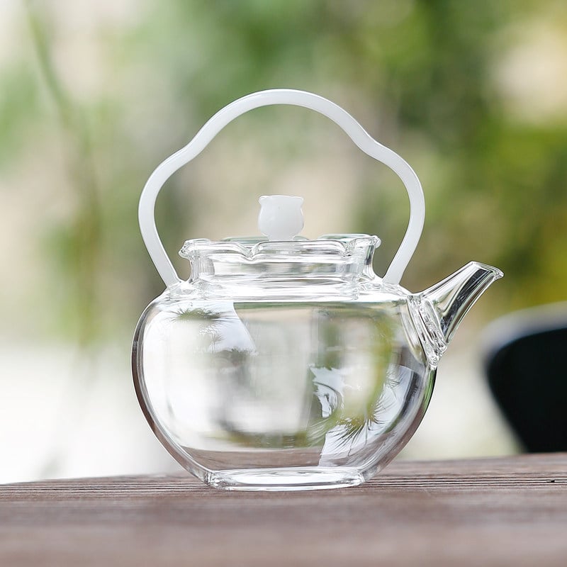 Ceainic din sticla borosilicat cu mâner, rezistent la temperaturi, pentru încălzire pe plită ceramică electrică, pentru uz casnic și de birou, pentru infuzarea ceaiului de flori