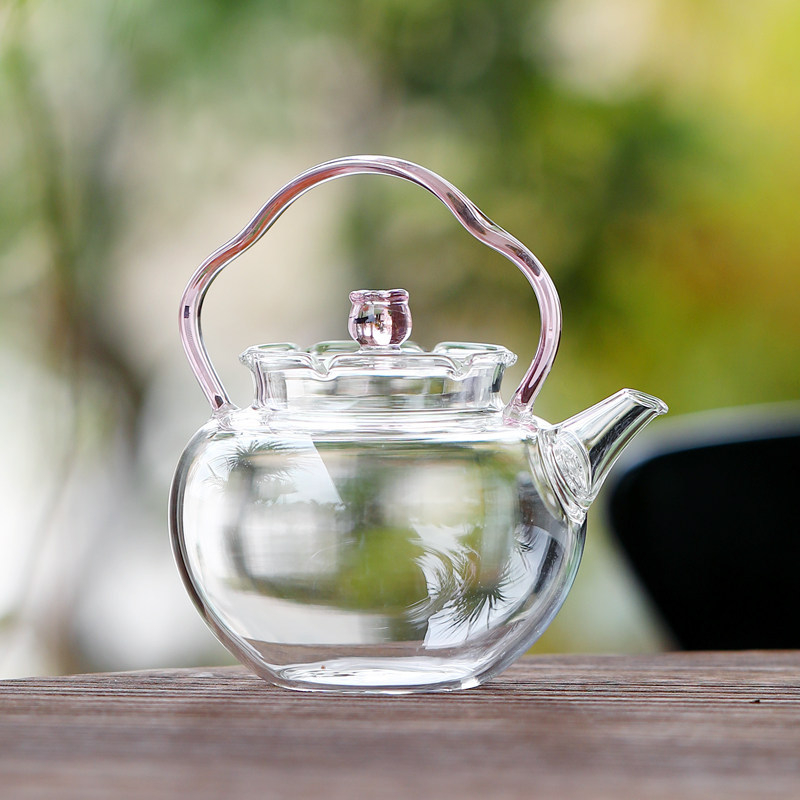 Ceainic din sticla borosilicat cu mâner, rezistent la temperaturi, pentru încălzire pe plită ceramică electrică, pentru uz casnic și de birou, pentru infuzarea ceaiului de flori