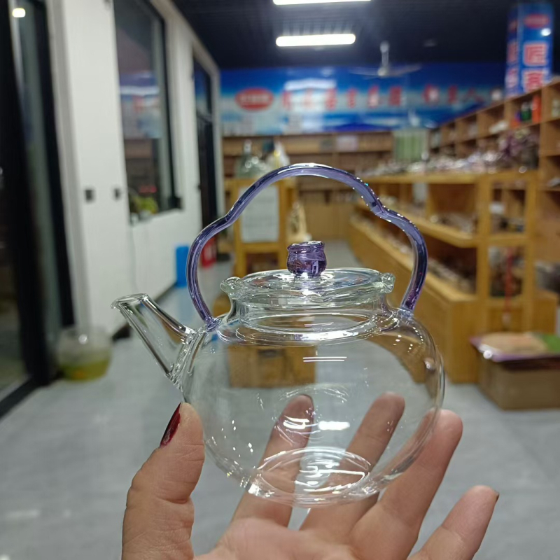 Ceainic din sticla borosilicat cu mâner, rezistent la temperaturi, pentru încălzire pe plită ceramică electrică, pentru uz casnic și de birou, pentru infuzarea ceaiului de flori
