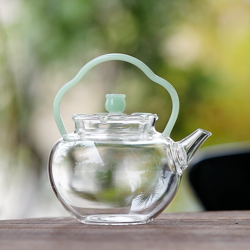 Ceainic din sticla borosilicat cu mâner, rezistent la temperaturi, pentru încălzire pe plită ceramică electrică, pentru uz casnic și de birou, pentru infuzarea ceaiului de flori