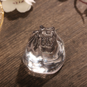 Capac din sticla cristal cu simbolul norocului și suport pentru capac – ornament decorativ pentru ceremonia ceaiului