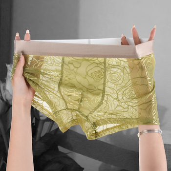 Muške bokserice od ledenog svile s čipkastim uzorkom, jacquard mreža, prozračne, luksuzne