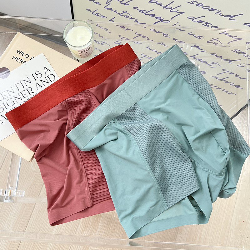 Muške bokserice Ice Silk, prozračne, tanke, mrežaste, bezšivne, jednobojne, ljeto