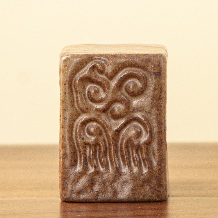 Accesoriu ceramic pentru ceai, retro, cu motiv gravat de nori, suport mare dreptunghiular pentru capac și bază de capac pentru ceainic, seturi chinezești de ceai