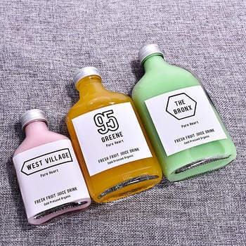 100 ml plosnata staklena boca; 250 ml boca za mliječni čaj; boca za kavu; boca za sok; prazna staklena boca s mogućnošću otiska logotipa