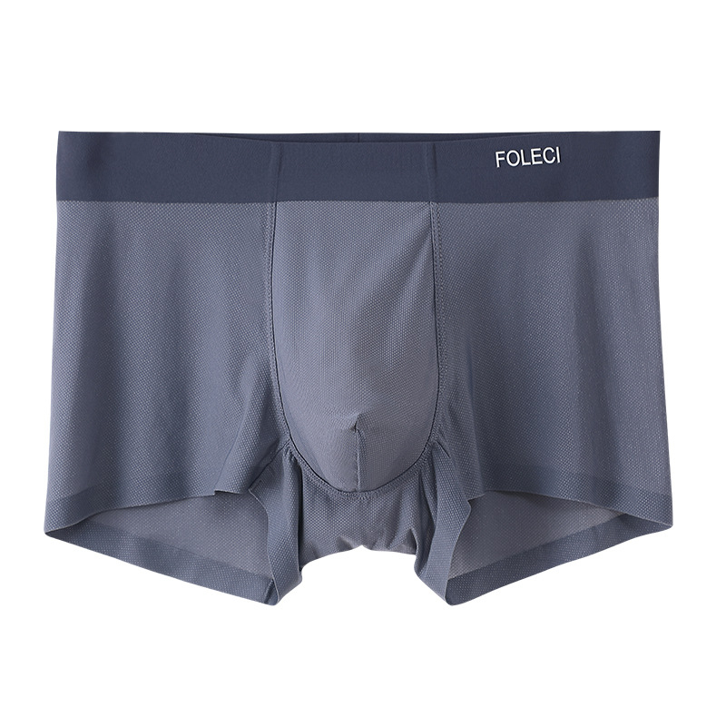 Egyszínű férfi boxeralsó, Ice Silk anyagból, lélegző hálószövés, nyári könnyű viselet