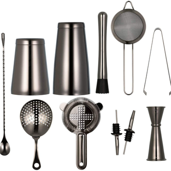 Set Boston din oțel inoxidabil multicolor pentru cocktailuri, shaker și instrumente de bar, 14 piese