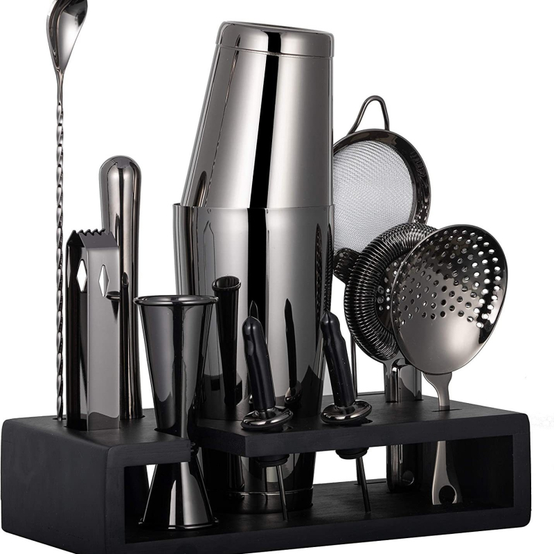 Set Boston din oțel inoxidabil multicolor pentru cocktailuri, shaker și instrumente de bar, 14 piese