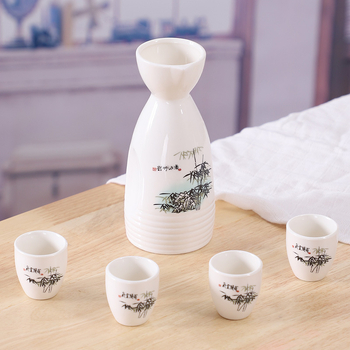 Set de sake din porțelan cu oase — stil japonez antic, ceramică, pot de sake și cupe, 5 piese, cu logo personalizat