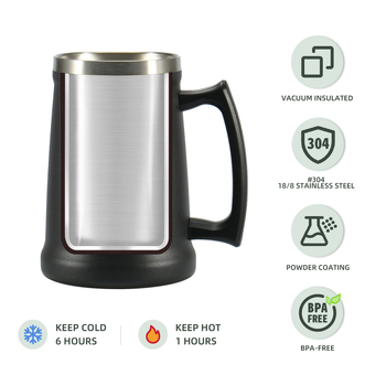 IDUES pahar de bere din oțel inoxidabil 304, 700 ml, cu mâner, stil nordic