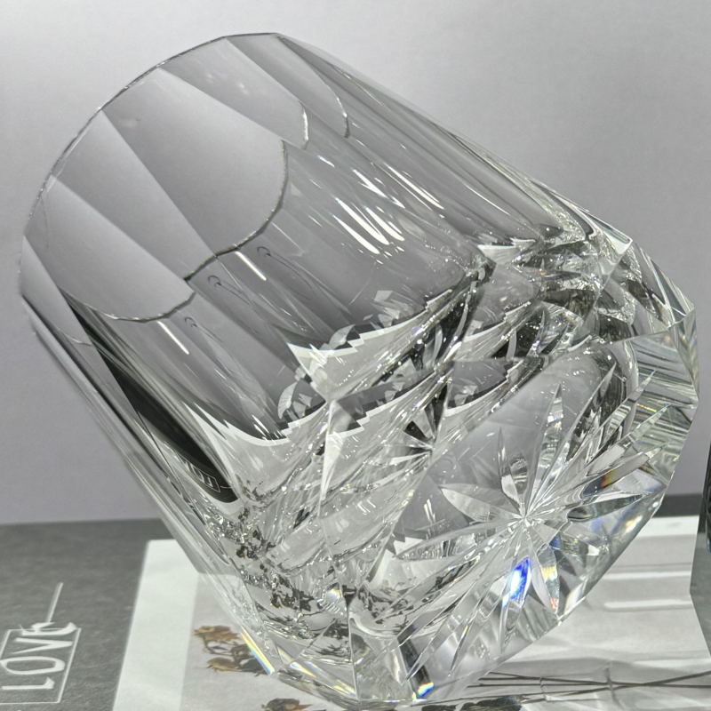 Schindler pahar de whisky din cristal K9 în stil Edo Kiriko japonez, cu Piatră Zeus — set cadou din cristal, lucrat manual, lux ușor