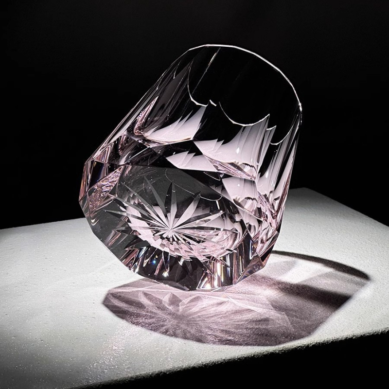 Schindler pahar de whisky din cristal K9 în stil Edo Kiriko japonez, cu Piatră Zeus — set cadou din cristal, lucrat manual, lux ușor