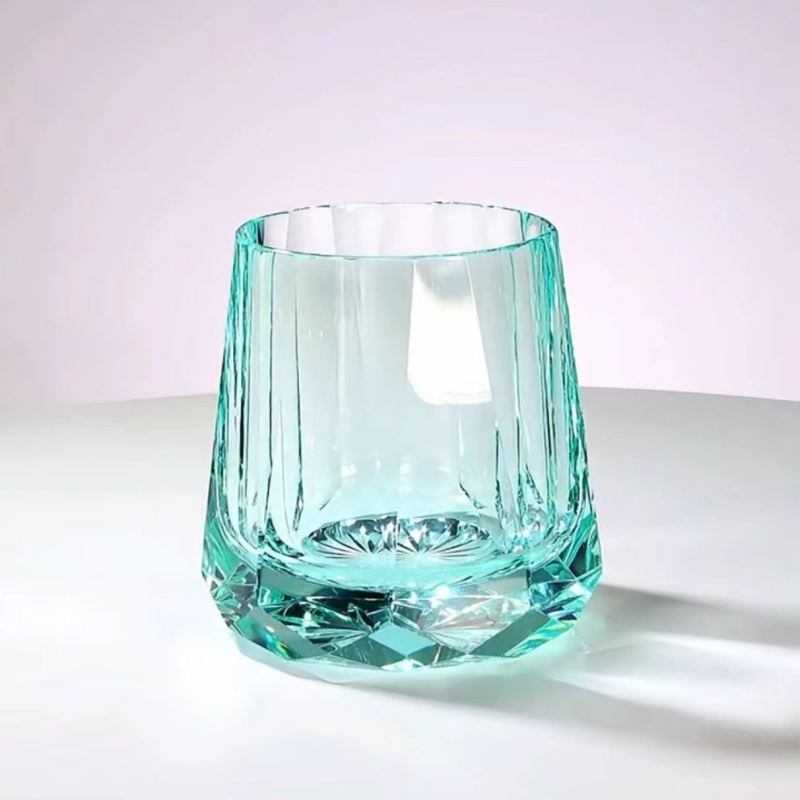 Schindler pahar de whisky din cristal K9 în stil Edo Kiriko japonez, cu Piatră Zeus — set cadou din cristal, lucrat manual, lux ușor