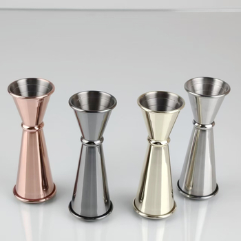 Măsurător pentru cocktail din oțel inoxidabil 304, cu două capete, scări 30/60 ml și margine îndoită în inel, pentru uncii