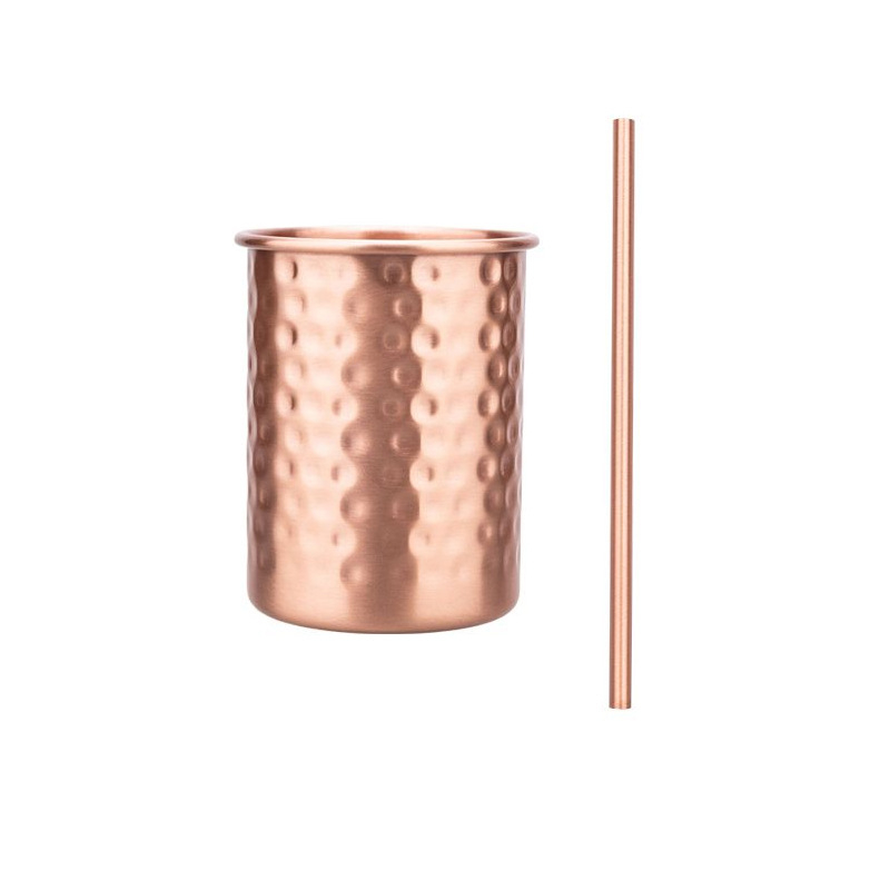 Pahar mini Moscow Mule din cupru pentru cocktailuri și bere, stil retro Bloom, capacitate 401–500 ml, opțiune de personalizare a logo-ului