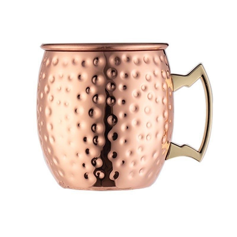 Pahar mini Moscow Mule din cupru pentru cocktailuri și bere, stil retro Bloom, capacitate 401–500 ml, opțiune de personalizare a logo-ului
