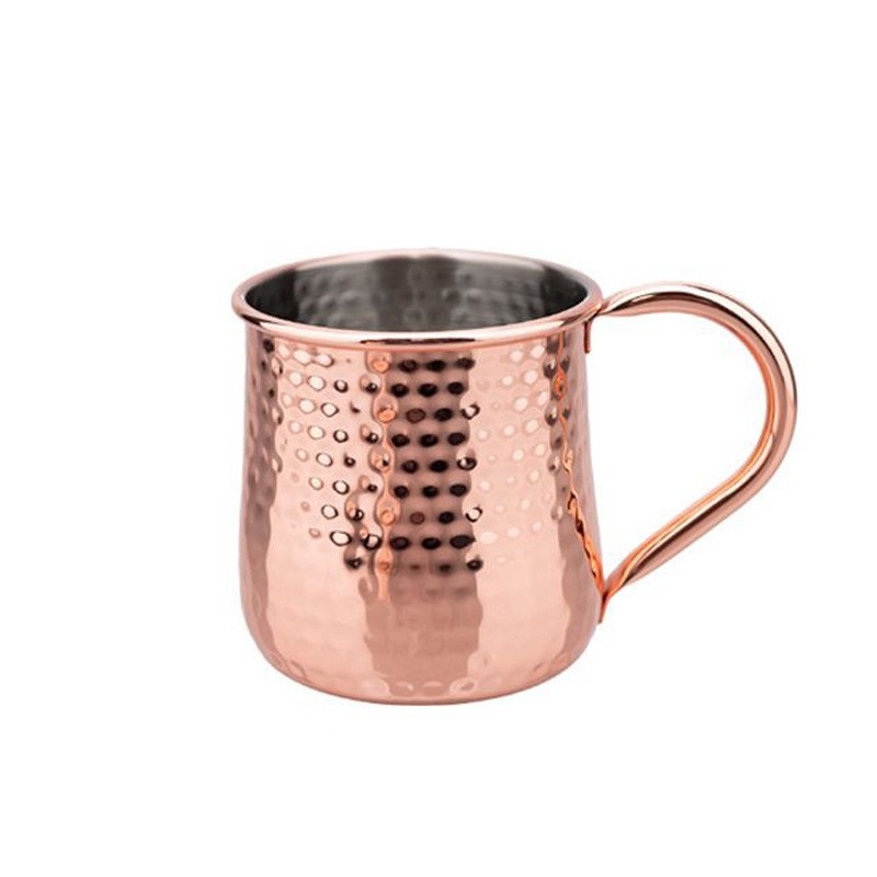 Pahar mini Moscow Mule din cupru pentru cocktailuri și bere, stil retro Bloom, capacitate 401–500 ml, opțiune de personalizare a logo-ului