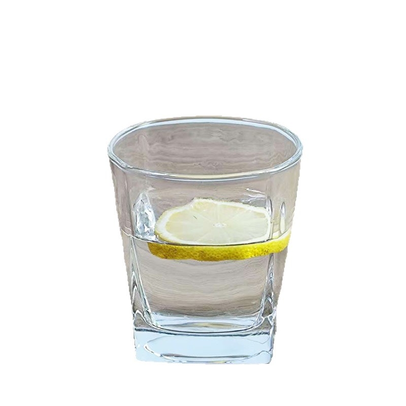 Pahar pătrat din sticlă groasă, transparent pentru apă, suc, lapte, whisky și bere, 301–400 ml