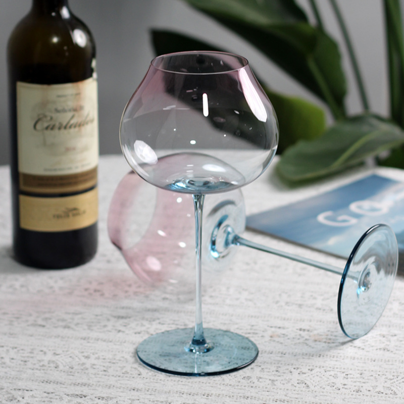 Pahar de vin roșu din cristal, cu senzație premium, picior înalt, cu gradient de culoare, pentru uz casnic, pahar creativ de șampanie