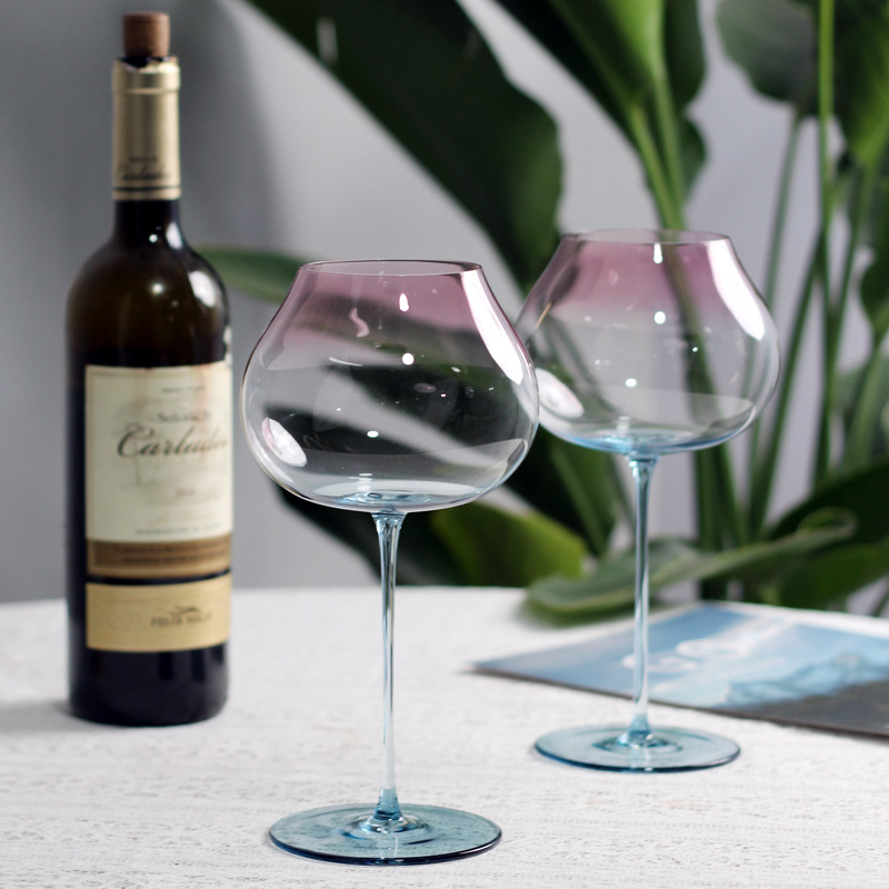 Pahar de vin roșu din cristal, cu senzație premium, picior înalt, cu gradient de culoare, pentru uz casnic, pahar creativ de șampanie