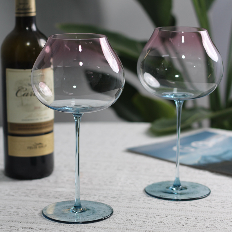 Pahar de vin roșu din cristal, cu senzație premium, picior înalt, cu gradient de culoare, pentru uz casnic, pahar creativ de șampanie